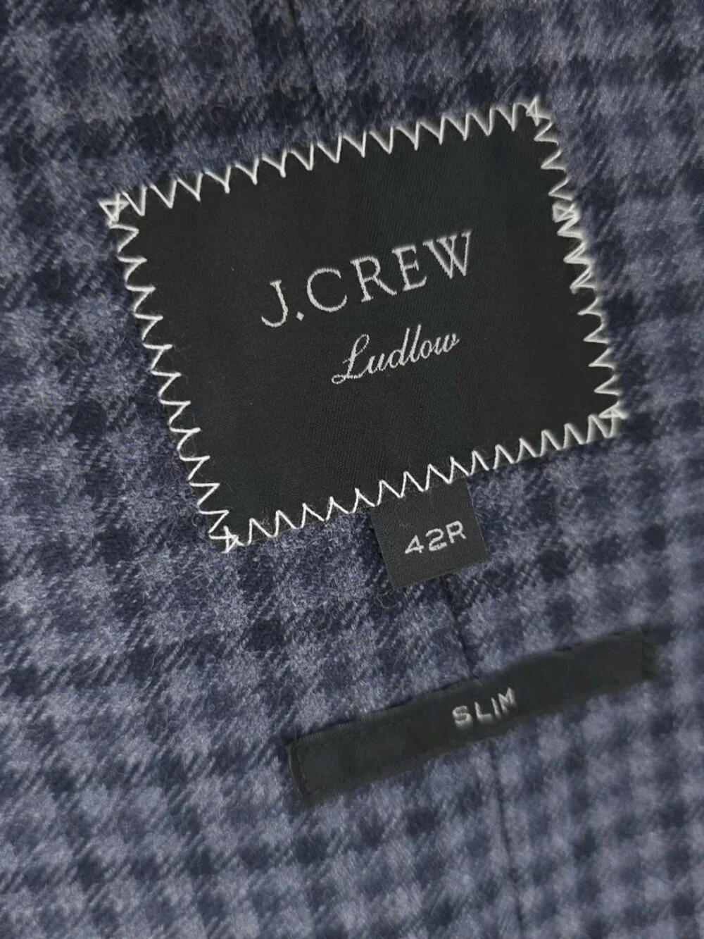 NWT J CREW Ludlow Slim Fit Blazer English Moon Cotton Wool Unlined Check 42R